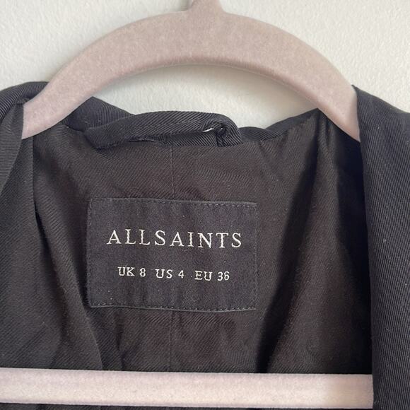 All Saints Pelya Parka hooded shawl collar midi utility coat sz 4 - Picture 5 of 6